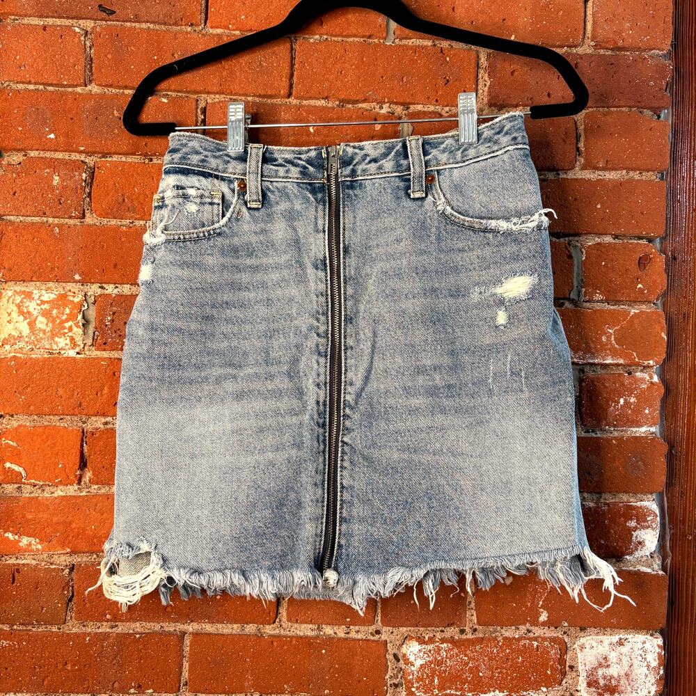 Abercrombie & Fitch Zoe Natural Rise Vintage A-Line Zipper Denim Skirt Sz 10